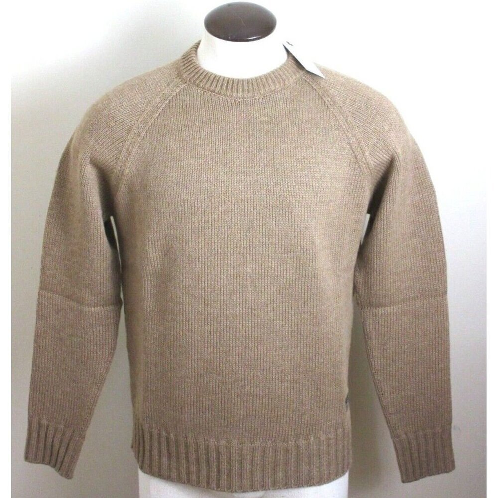 OOBE Brand Men's Edisto Italian Crew Neck Virgin Wool Sweater Camel Brown NWT